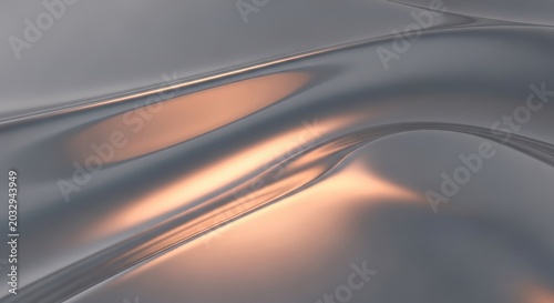 Abstract flowing metallic surface with warm orange glow and soft curves.