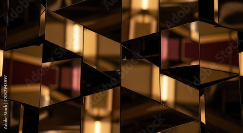 Abstract Geometric Pattern of Reflective Golden Triangles and Squares.