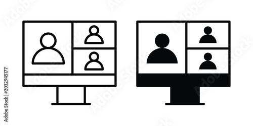 Video Conference icon symbol. Editable stroke. vector icons