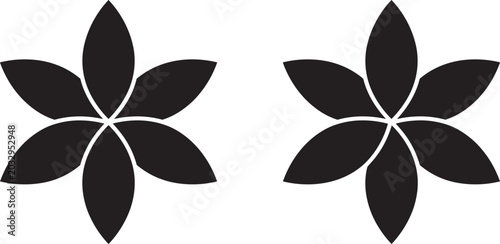 Fotografie A high contrast black and white vector flower silhouette set featuring two ident