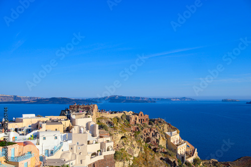 Photos Oia Castle ruins and the blue Santorini caldera