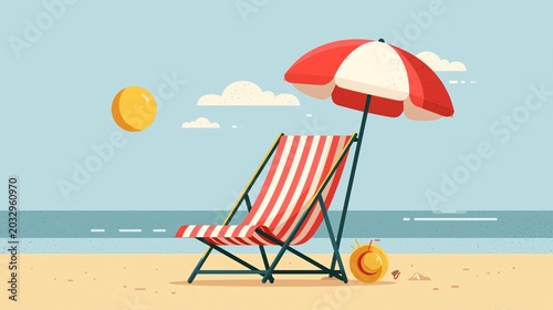 Vector travel and summer beach vacation relax icon