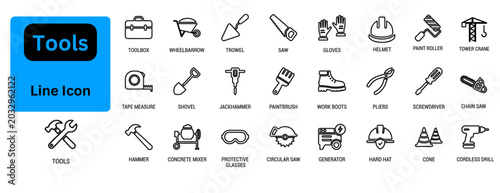 Foto Tools line icon set