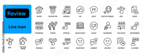 Fotografía Review line icon set