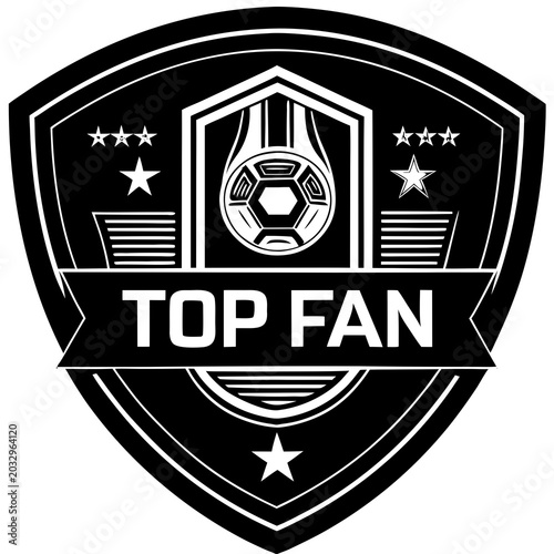 Top Fan Badge Illustration with Soccer Ball and Stars