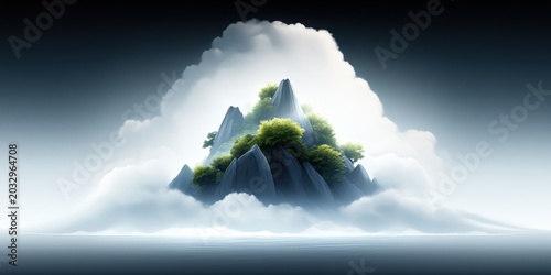 Ethereal Clouds and Majestic Mountains in a Dreamlike Atmosphere
