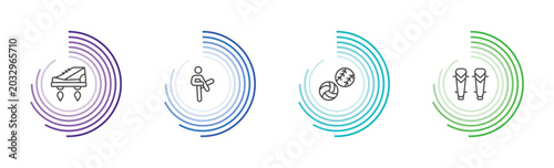 Vászonkép sport and game icon set with flying shoes, pencak silat, balls, shin guards sign