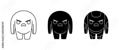 Schilderij op canvas Angry Monster Icons, Cartoon Character Vector Art, Grumpy Creature Graphics