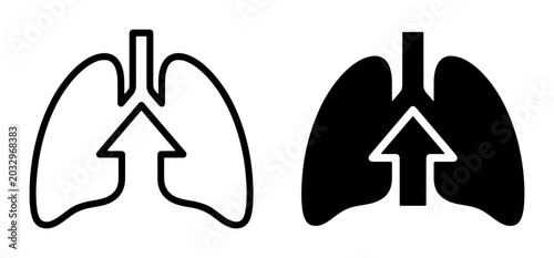 Bild auf Leinwand Lung Icons, Respiratory System Symbol, Inhalation Breath Vector Graphics, Medica