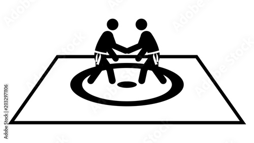 Wrestling match icon flat vector silhouette.