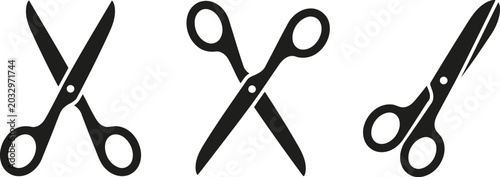 Photos Scissor icons: three different styles of scissors with scissors implement statio