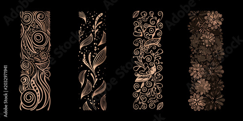 Fotografie Floral ornament frames on black background art nouveau style