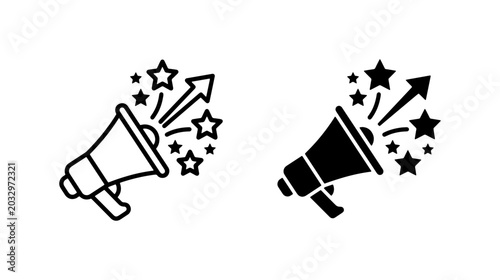 Canvastavla Megaphone Announcement Icon Set, Loud Speaker Promotion Graphics, Marketing Mess