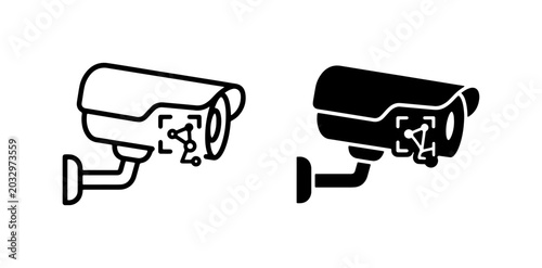 Foto Security Camera Icons, Surveillance System Vector Graphics, CCTV Monitoring Equi