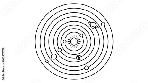 Принти на полотні Diagram of the Solar System with Planets Orbiting the Sun.