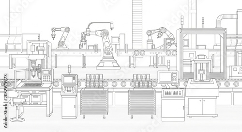 Tableau sur toile Modern Laboratory Interior Sketch with Scientific Equipment.