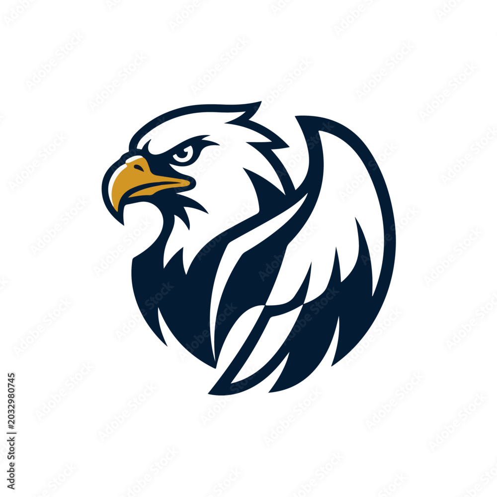 Fototapeta premium bald eagle head mascot flat design vector logo template