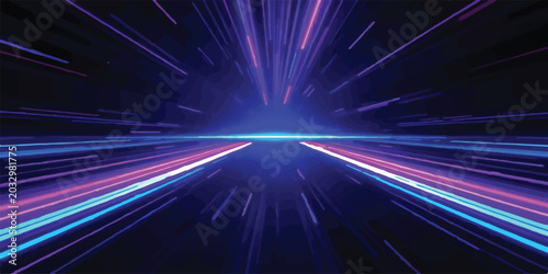 Photos Abstract digital highway of purple and blue light streaks conveying speed and te