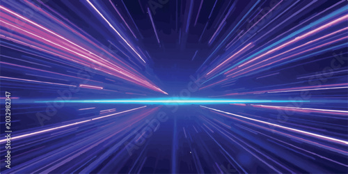 Tableau sur toile Abstract digital art with purple and blue light streaks energy field motion blur