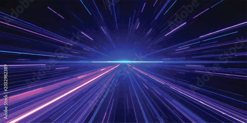 Schilderij op canvas Abstract background with deep blue and purple light speed streaks energy field m