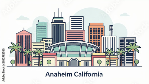 A vibrant aerial view of Anaheim California cityscape highlighting urban planning and city infrastructure