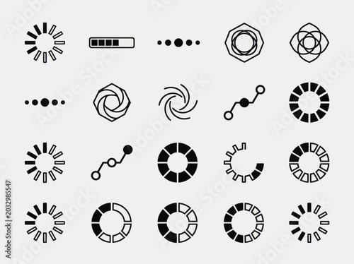 Canvastavla Collection of diverse loading and buffering icons for digital interfaces