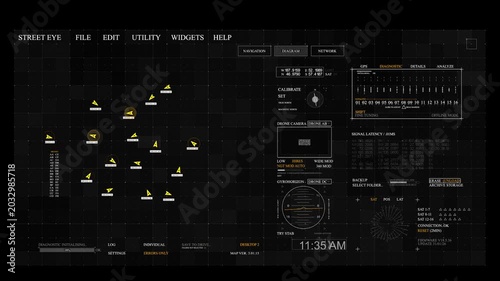 Futuristic military HUD interface, animated user interface
