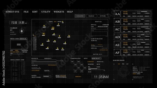 Futuristic military HUD interface, animated user interface