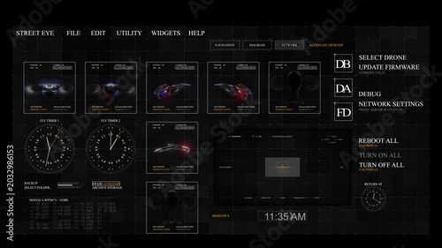 Futuristic military HUD interface, animated user interface