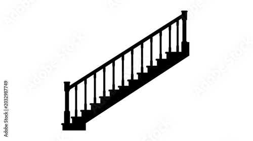 Staircase Silhouette Against White Background Architectural Design Element