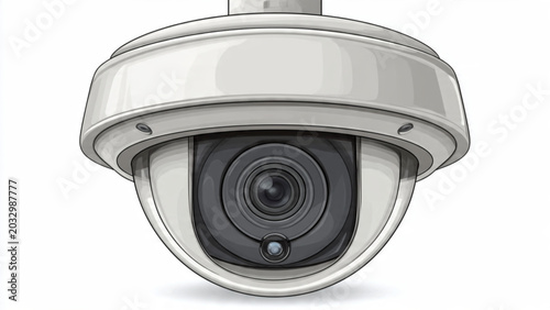 Bild auf Leinwand High-tech security camera with white housing for surveillance and safety monitor