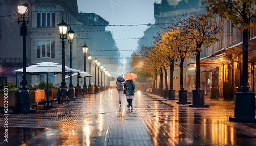 captivating city stroll on a rainy day