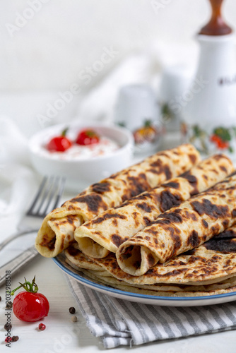 Homemade soft potato thin pancakes.