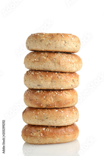 stack of 12 grain whole wheat bagels