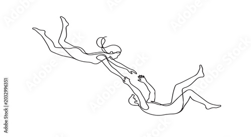 Tableau sur toile Minimalist One-Line Art of a Couple Falling in Love