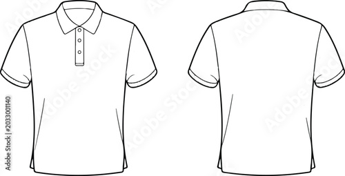White polo shirt vector illustration showing front and back view for fashion, apparel, and clothing design projects