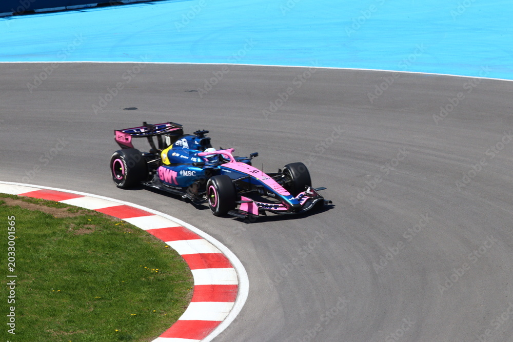 Obraz premium May 22, 2026, Montreal, Canada, F1 Academy car races through Circuit Gilles Villeneuve during Grand Prix weekend. g.
