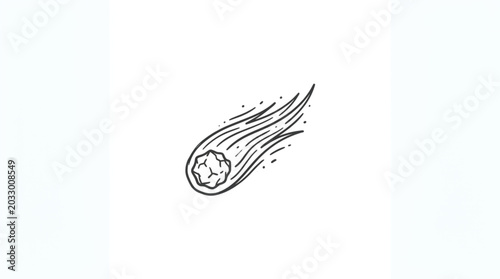 Принти на полотні Hand drawn illustration of a fiery comet streaking through space.