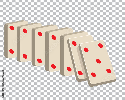 Vászonkép Falling dominoes, vector illustration, isolated white background