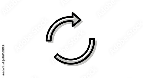 Bild auf Leinwand Circular arrow icon representing refresh, reload, or repeat action on white back