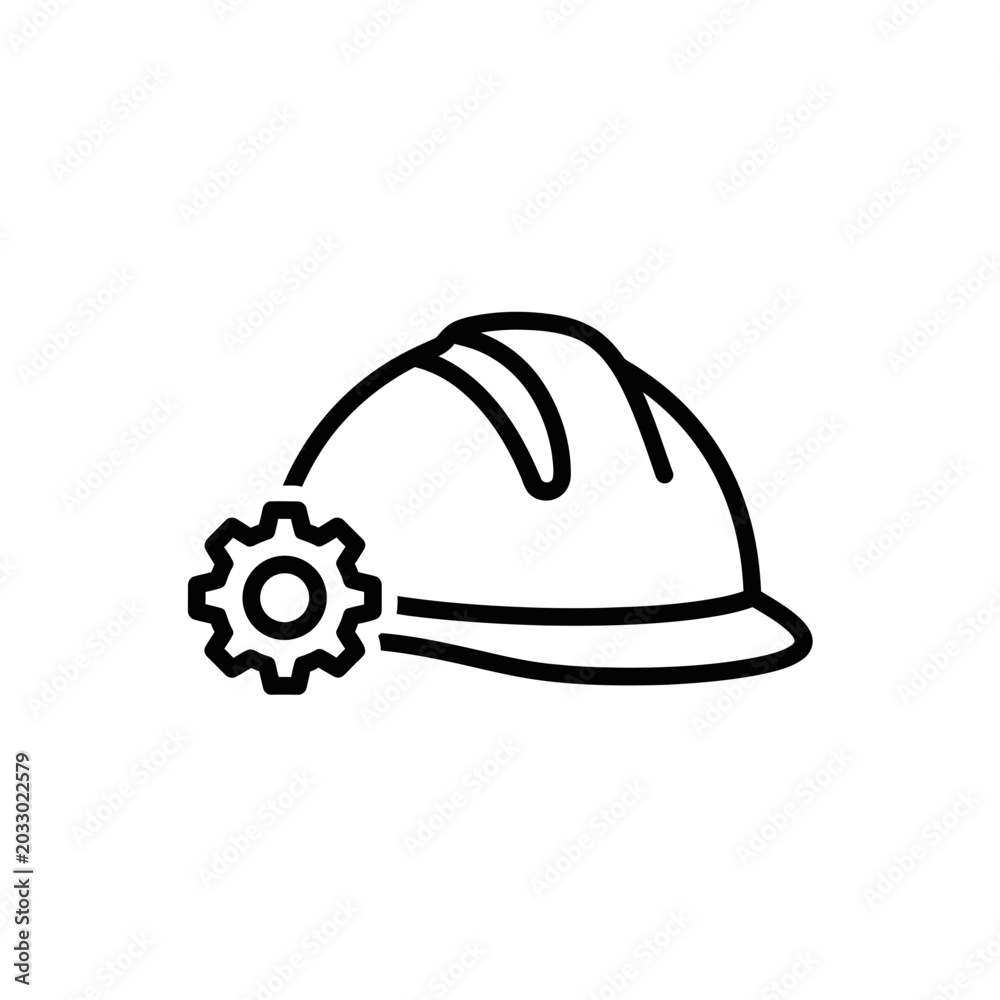 Fototapeta premium Construction hard hat and gear icon for engineering services