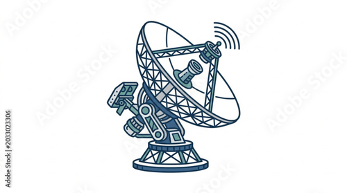 Foto Large satellite dish antenna receiving signals illustration.