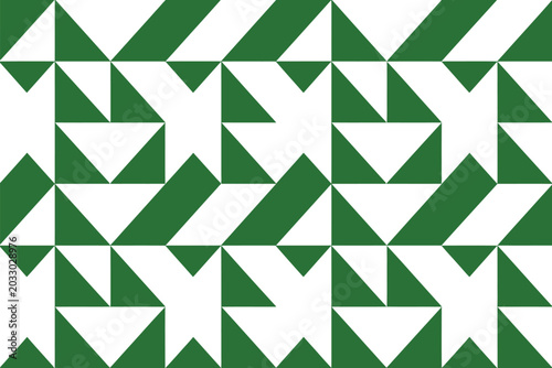 Foto Seamless green geometric pattern with triangles and lines forming rhythmic angular shapes for textile or wall decoration design