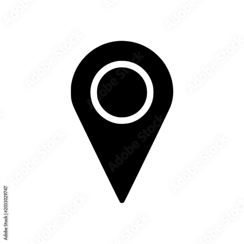 Konstfotografi Map marker solid fill vector icon for GPS navigation, location tracking, travel applications, digital maps, business directories, and mobile interface design