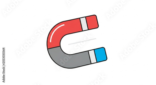 Obraz na płótnie Red and blue horseshoe magnet isolated on white background.