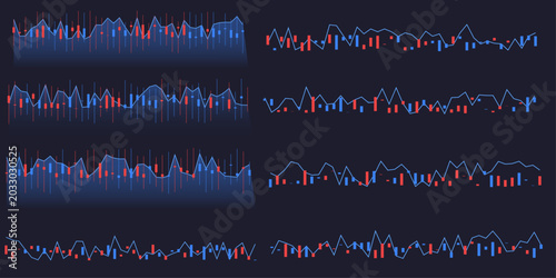 Financial Analytics Chart Set, Stock Market Trends, Business Growth Graph Pack