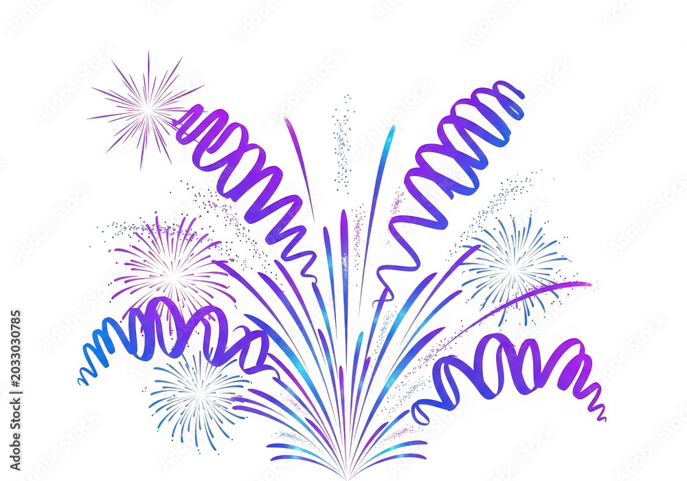 Obraz premium Colorful abstract fireworks explosion illustration isolated on transparent background