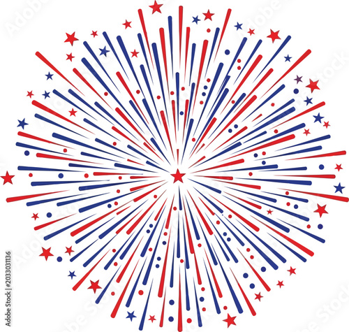 Patriotic firework design for 4th of july celebrations
