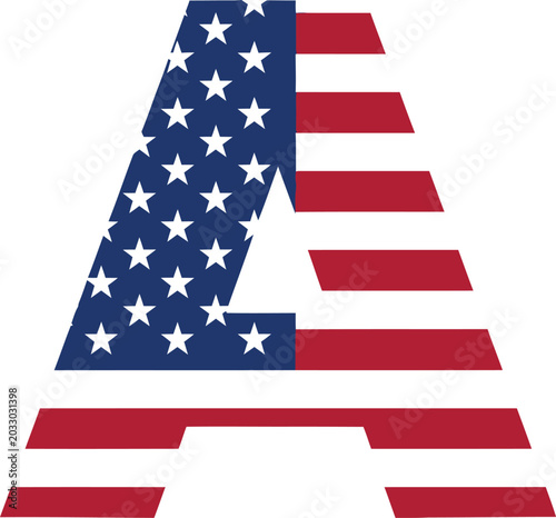 American flag letter a graphic