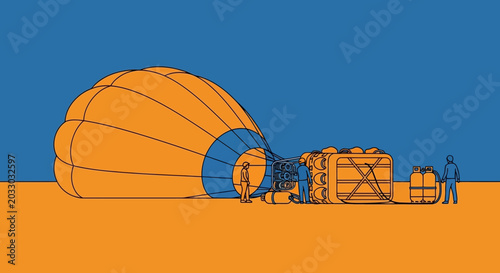 Photos Hot Air Balloon Inflation Process, Transportation, Adventure Concept